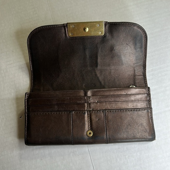COACH WOMENS VINTAGE SOFT BROWN LEATHER WALLET - Picture 5 of 15